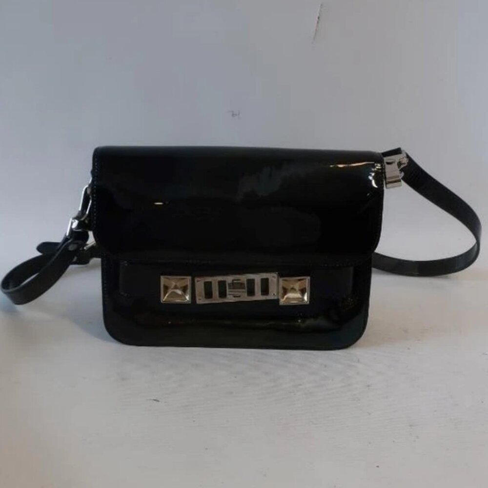 Authentic Proenza Schouler PS11 Black Holographic Patent Leather Shoulder Bag - Picture 1 of 16